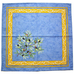 Provence print fabric tea towel (olives. blue x yellow)